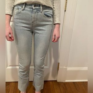 Light wash jeans with slight flare. Brand: Pistola. Size: 25